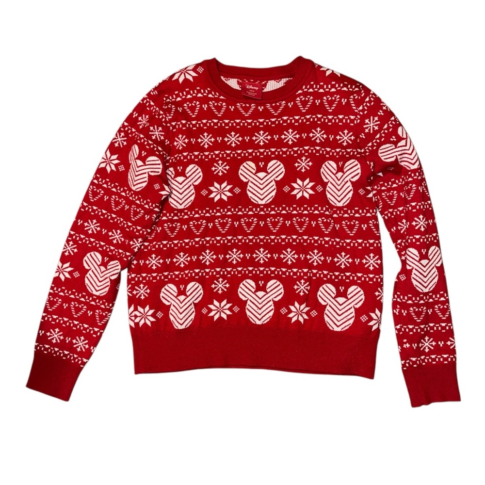 Primark Red and White Crew Neck Sweater